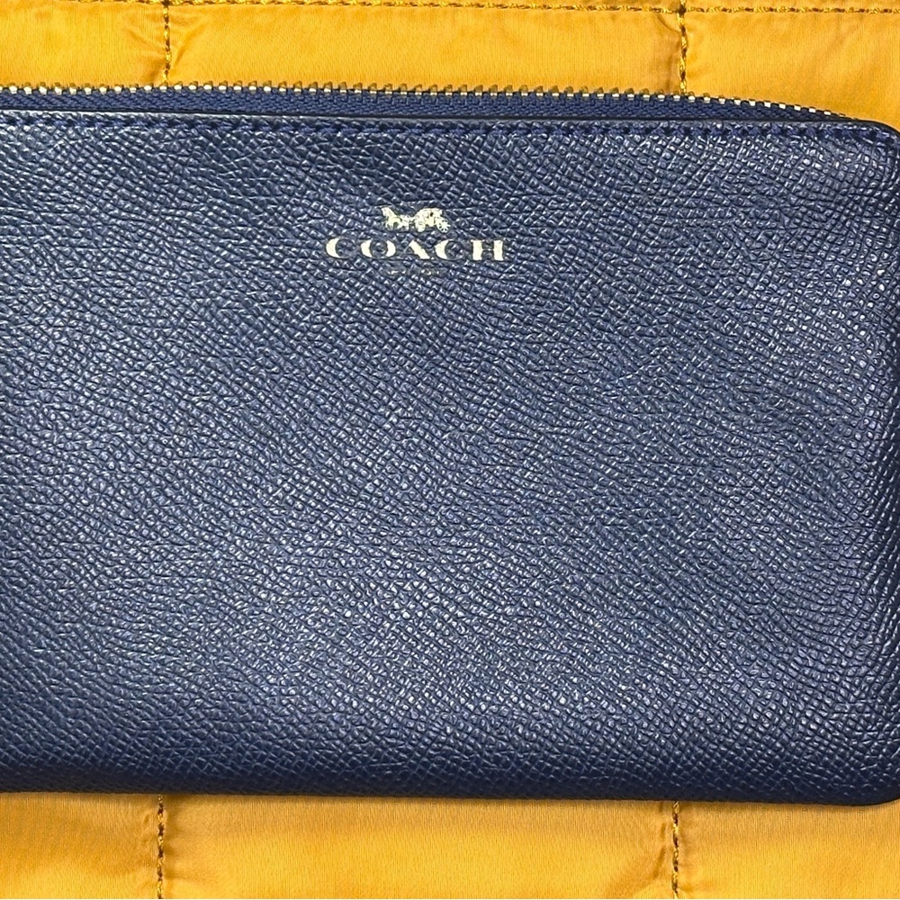 Coach Navy Leather Wristlet